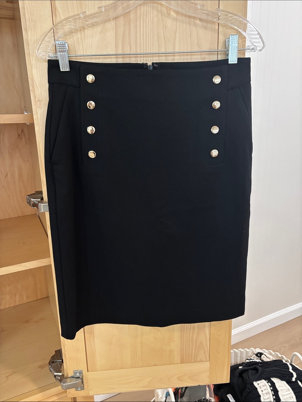 Ann TaylorBlack Pencil Skirt with Gold Buttons - Women